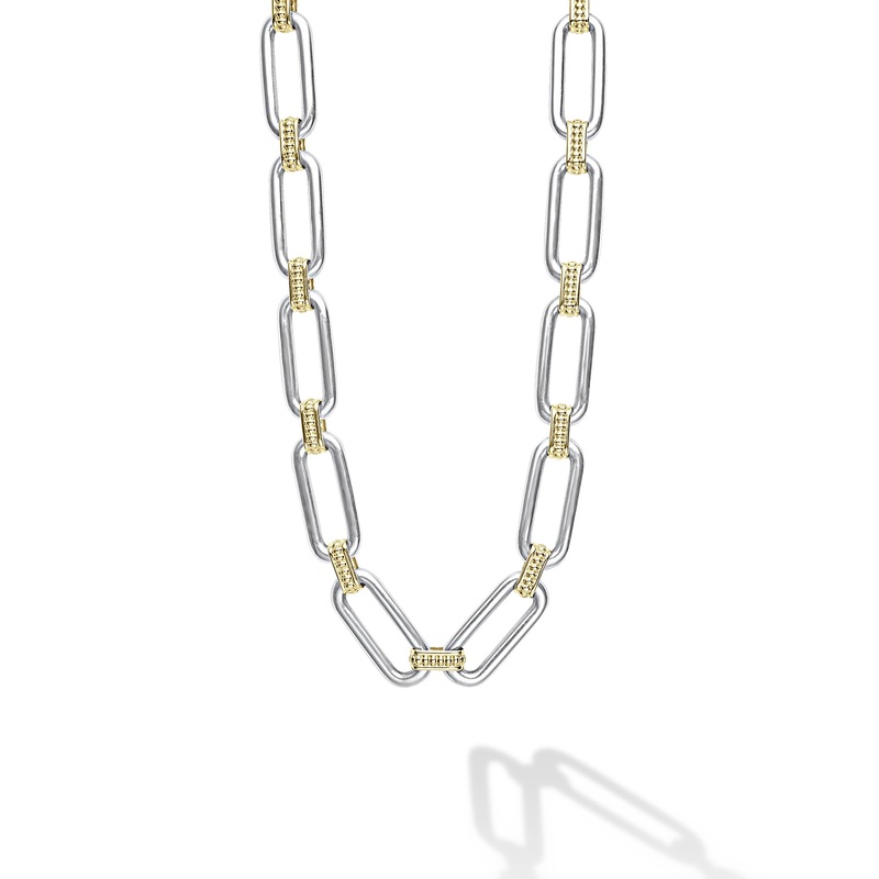 Signature Caviar Two Tone Link Necklace