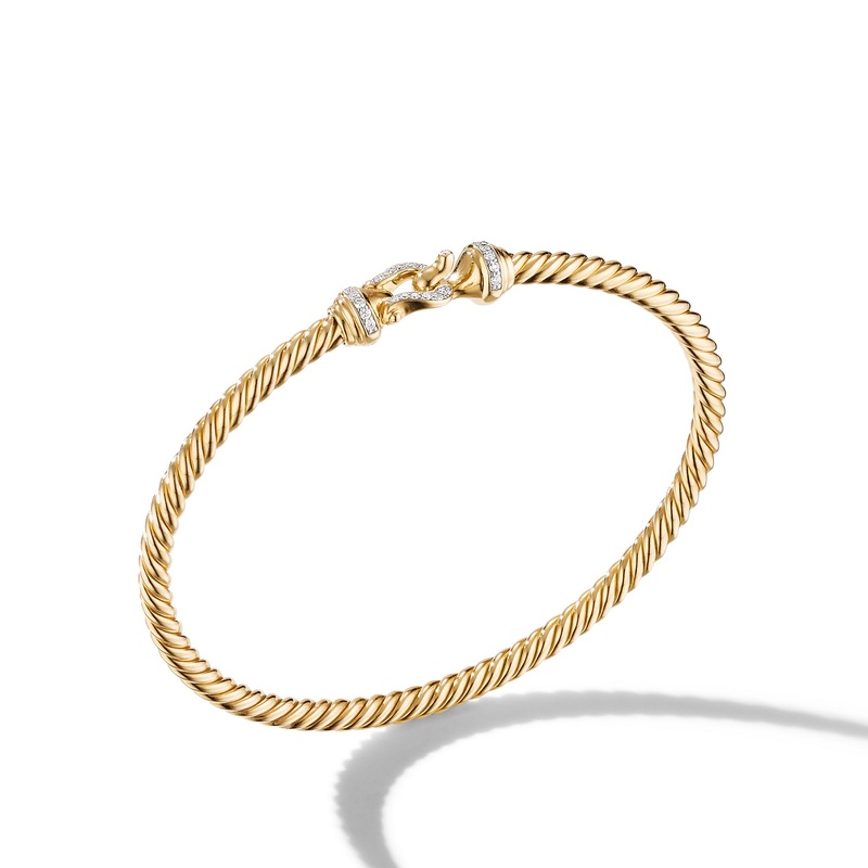 Buckle Bracelet in 18K Yellow Gold with Pave Diamonds