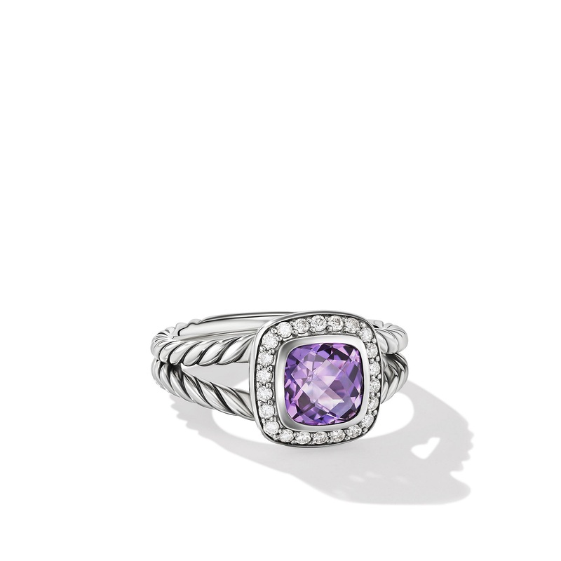 Petite Albion Ring with Amethyst and Diamonds