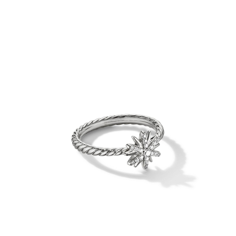 Petite Starburst Station Ring with Pave Diamonds