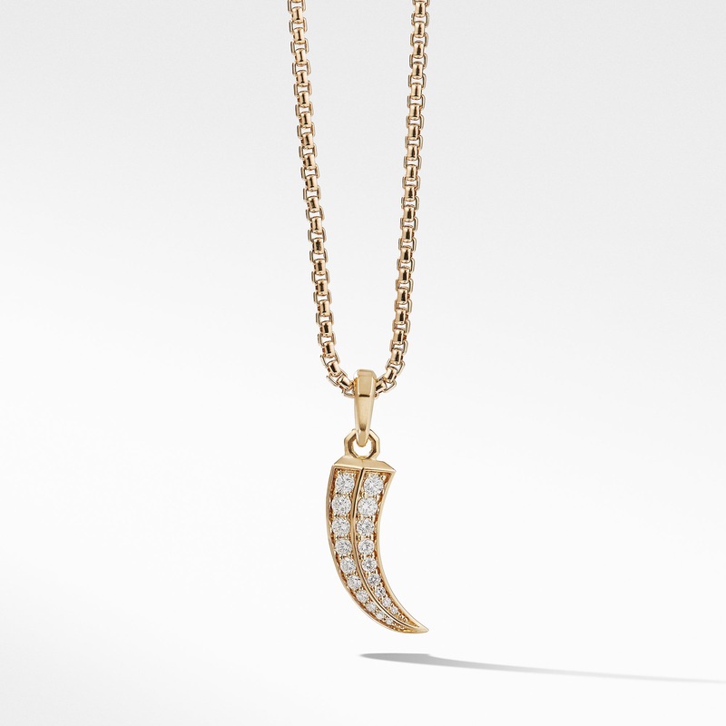 Roman Claw Amulet in 18K Yellow Gold with Pave Diamonds