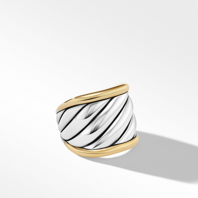 Sculpted Cable Saddle Ring with 18K Yellow Gold