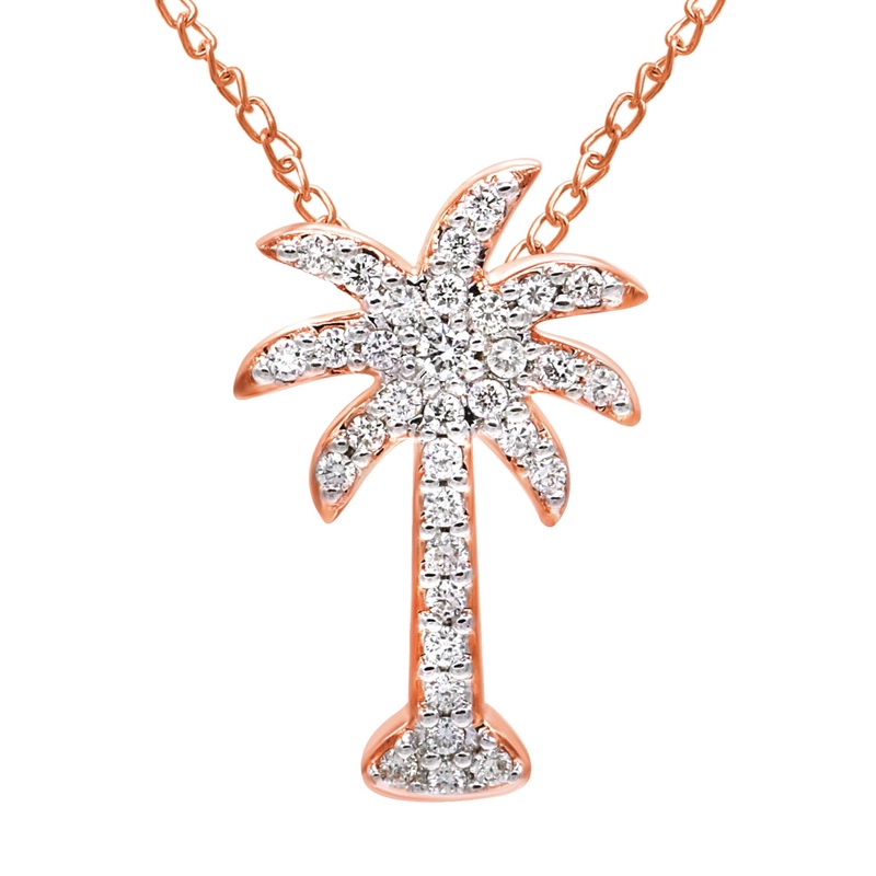 14K Gold Diamond Palm Tree Necklace (0.20 ct. tw.)