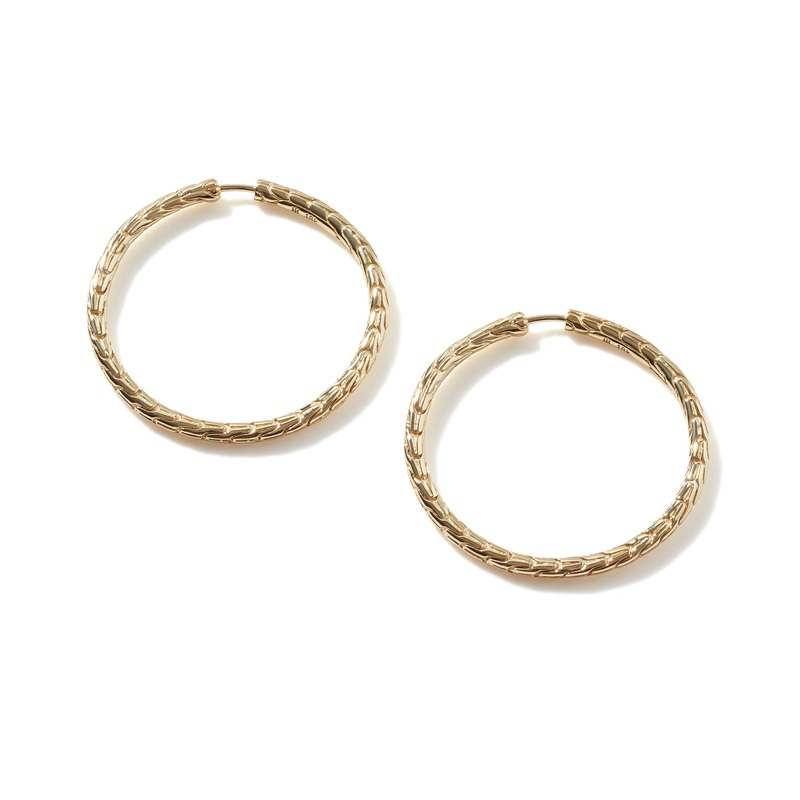 Carved Chain Medium Hoop Earring