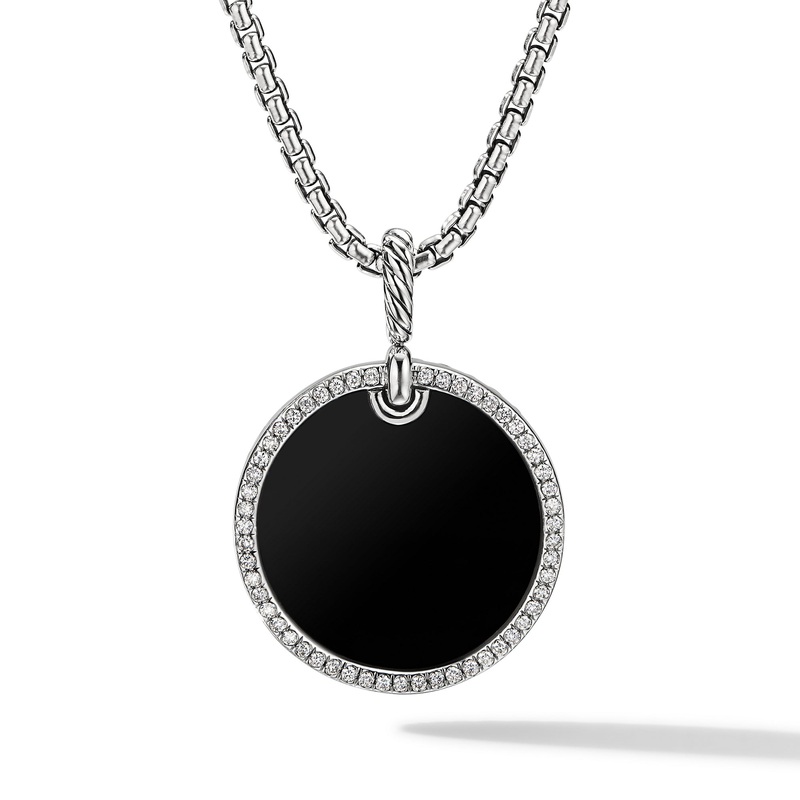 DY Elements Disc Pendant with Black Onyx and Pave Diamond Rim