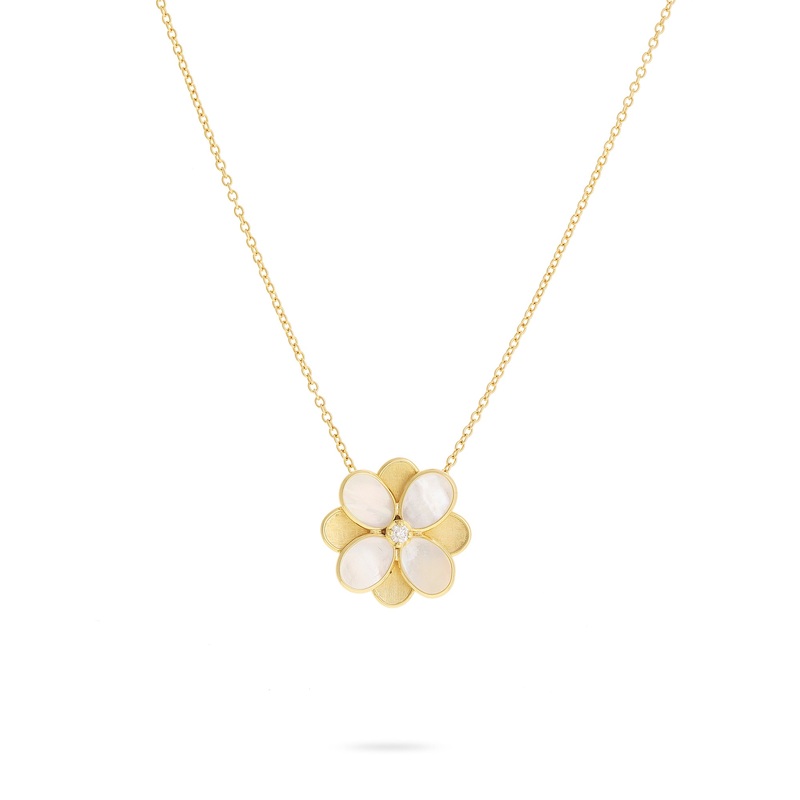 Petali Collection 18K Yellow Gold and Mother of Pearl Small Flower Pendant