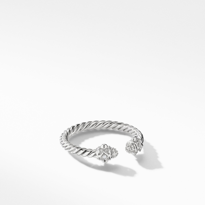 Renaissance Ring in 18K White Gold with Pave Diamonds