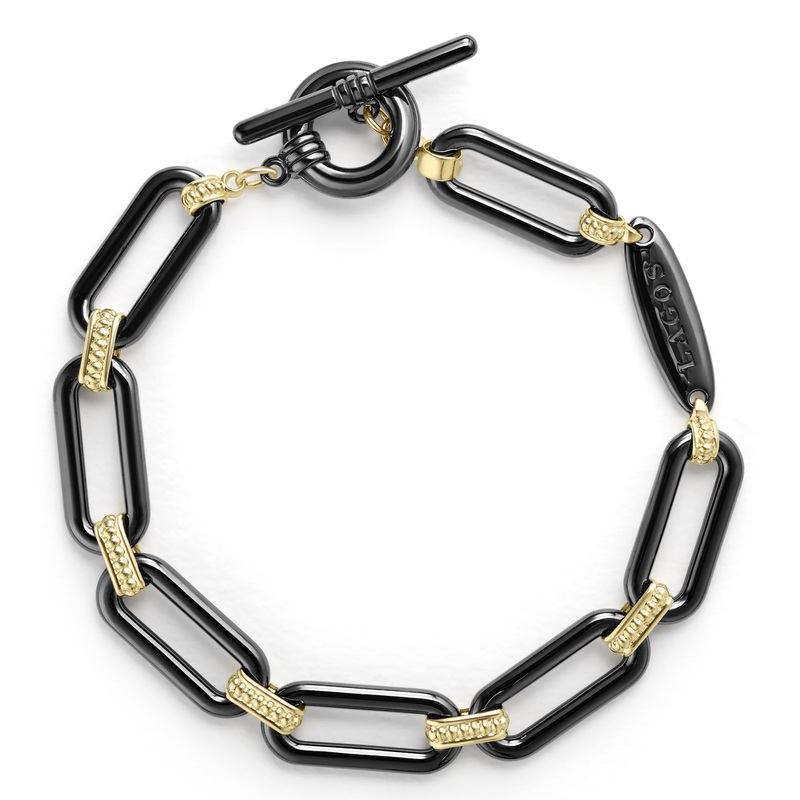 18K Gold and Black Ceramic Link Bracelet