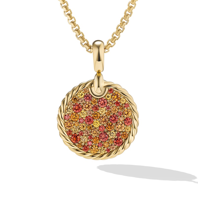 DY Elements Fire Pendant in 18K Yellow Gold with Pave Orange Sapphires, Spessartite Garnet and Yellow Sapphires
