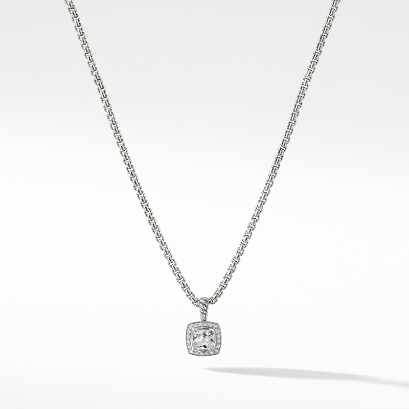 Petite Albion Pendant Necklace with White Topaz and Diamonds