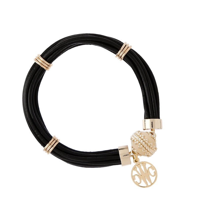 The Aspen Leather Jet Black Bracelet