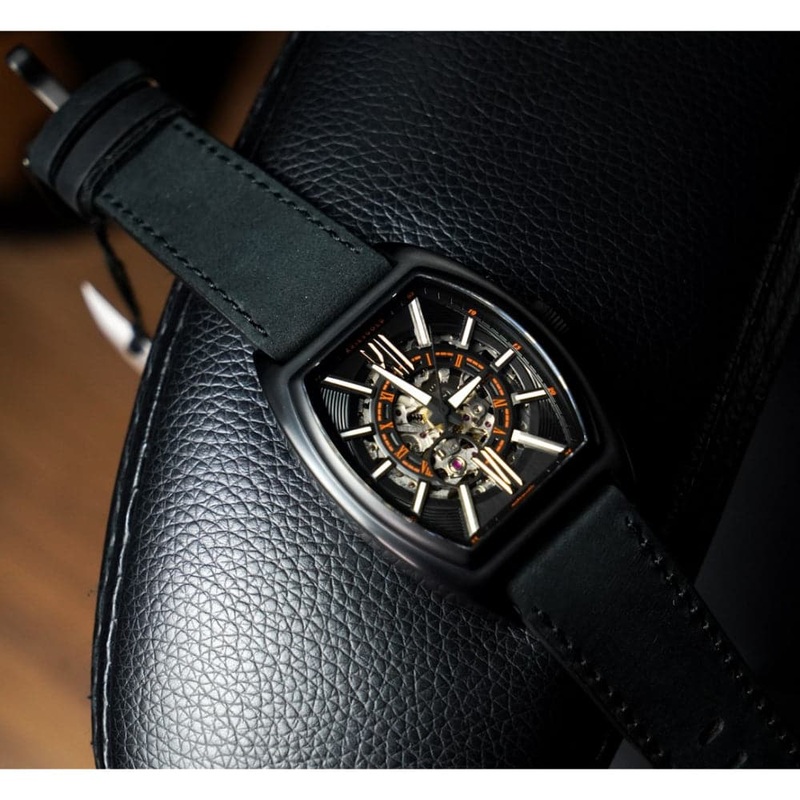 ARIES GOLD AUTOMATIC INFINUM CRUISER G 9018 BK-BK BLACK LEATHER STRAP MEN’S WATCH