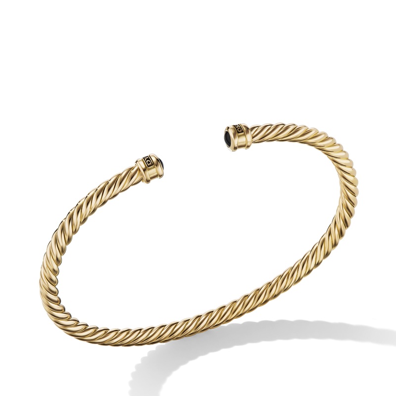 Cablespira Cuff Bracelet in 18K Yellow Gold with Black Onyx
