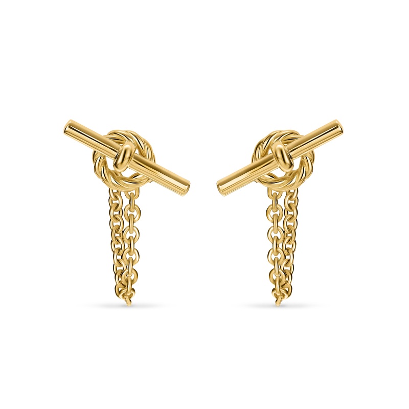 DY Mercer Petite Toggle Chain Stud Earrings in 18K Yellow Gold, 38.2mm