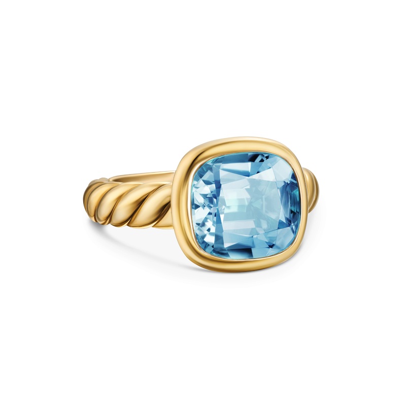 DY Mercer Stone Ring in 18K Yellow Gold with Sky Blue Topaz, 10mm