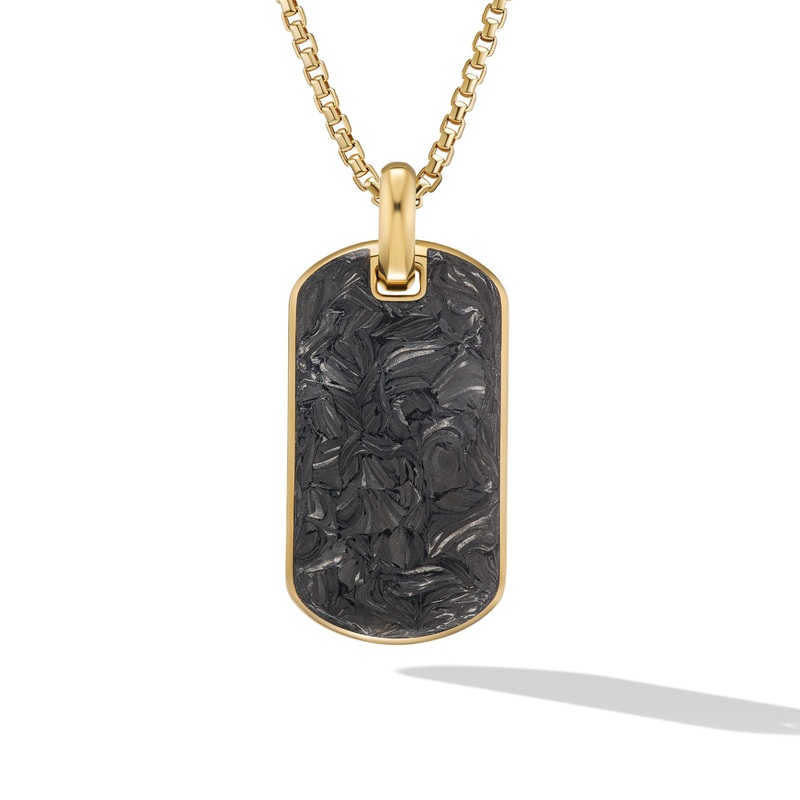 Forged Carbon Tag in 18K Yellow Gold