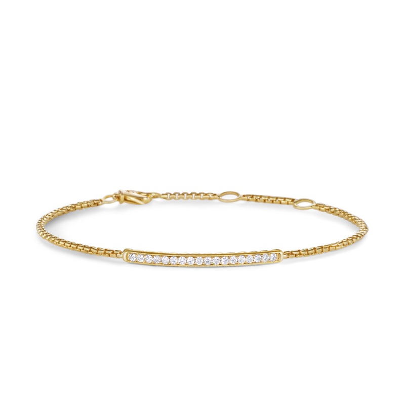 Petite Pav Bar Bracelet in 18K Yellow Gold with Diamonds, 1.7mm