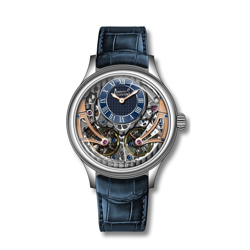 ARBUTUS Blue Leather Strap Double Balance Wheel AR2404SUU