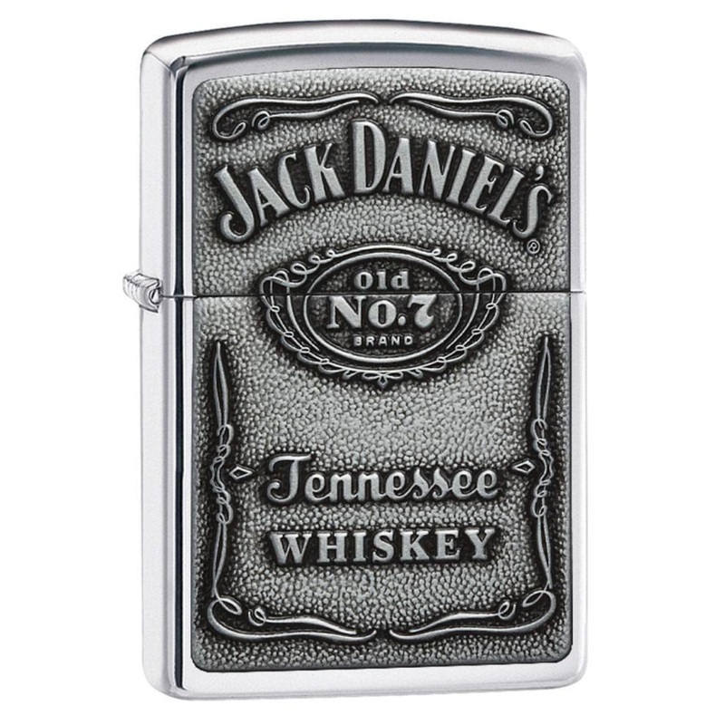 ZIPPO JACK DANIEL’S HIGH POLISH CHROME LIGHTER EMBLEM ATTACHED #250JD/427