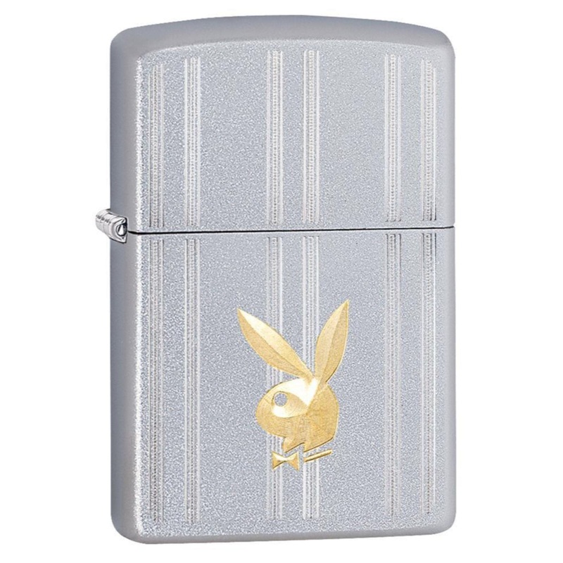 ZIPPO SATIN CHROME PLAYBOY BUNNY LIGHTER #29777
