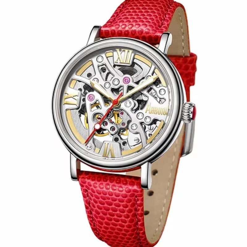 ARBUTUS AR1906SWR SKELETON RED LEATHER WOMEN’S WATCH