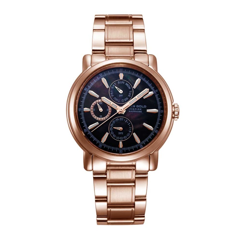 ARIES GOLD CHRONOGRAPH INSPIRE CONTENDER ROSE GOLD STAINLESS STEEL B 7302 RG-BKRG WOMEN’S WATCH