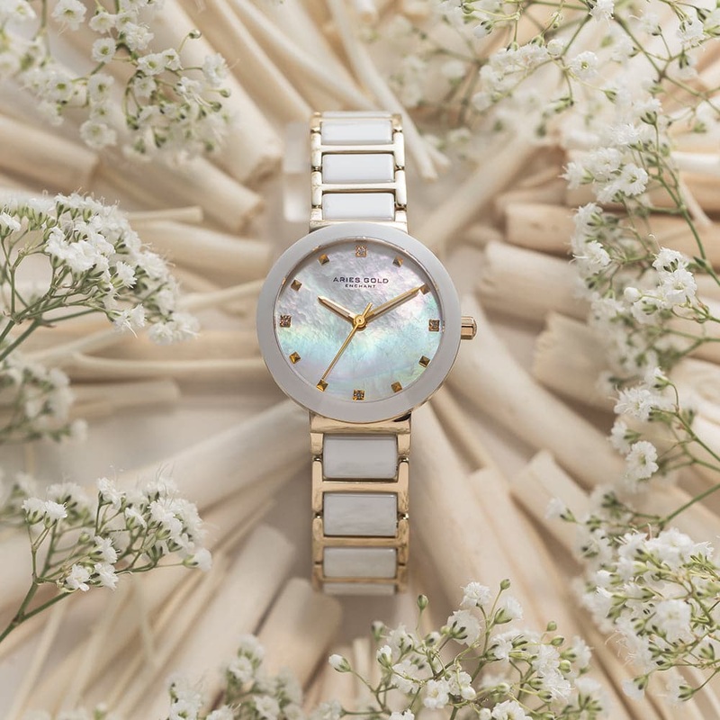 ARIES GOLD ENCHANT PERSIA L 5006Z G-MP WHITE CERAMIC WOMEN’S WATCH