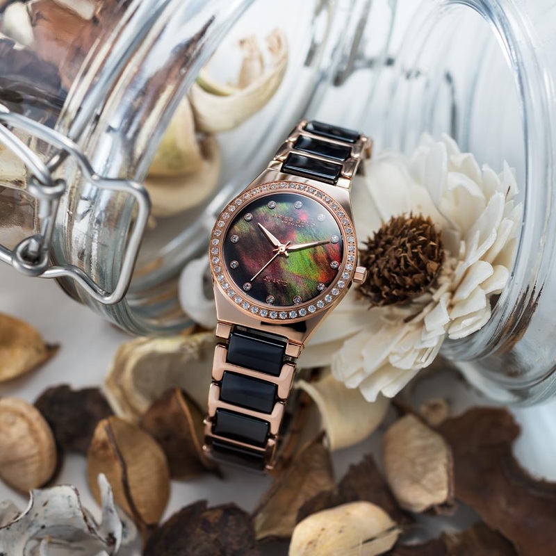 ARIES GOLD ENCHANT ROSE GOLD STAINLESS STEEL L 5014Z RG-BKMOP CERAMIC WOMEN’S WATCH