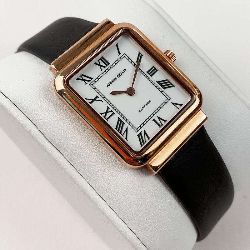 ARIES GOLD ENCHANT ISABELLA ROSE GOLD STAINLESS STEEL L 5032Z RG-W-L LEATHER STRAP WOMEN’S WATCH