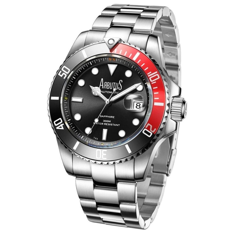 ARBUTUS AR1907SRS DIVE BLACK DIAL STAINLESS STEEL MEN’S WATCH