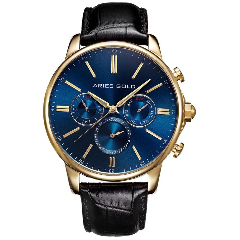 ARIES GOLD BELFAST 102 QUARTZ G 102 G-BUG BLACK LEATHER MEN’S WATCH