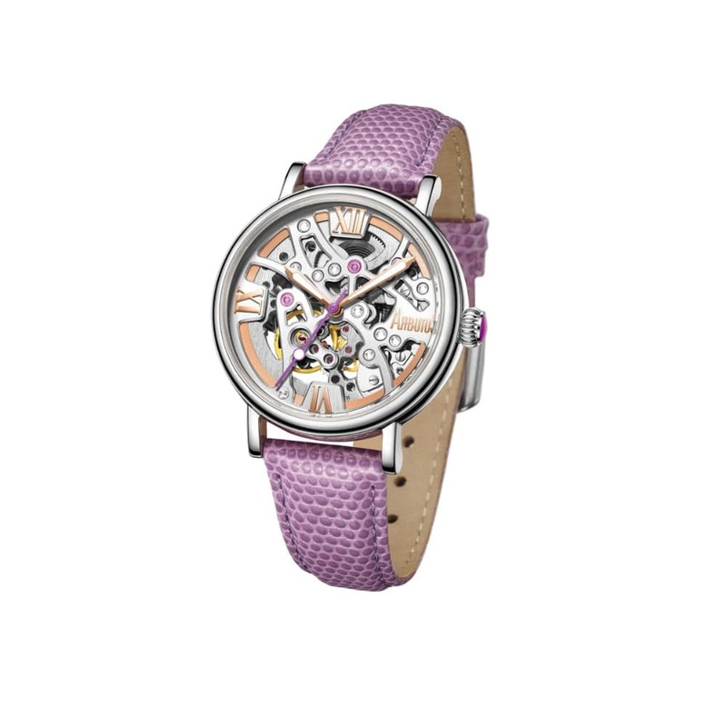 ARBUTUS AR1906SWV SKELETON PURPLE LEATHER STRAP WOMEN’S WATCH
