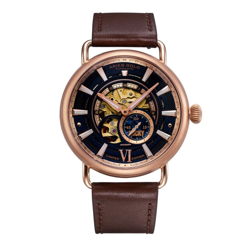 ARIES GOLD G 9013 RG-BU BROWN LEATHER MEN’S WATCH