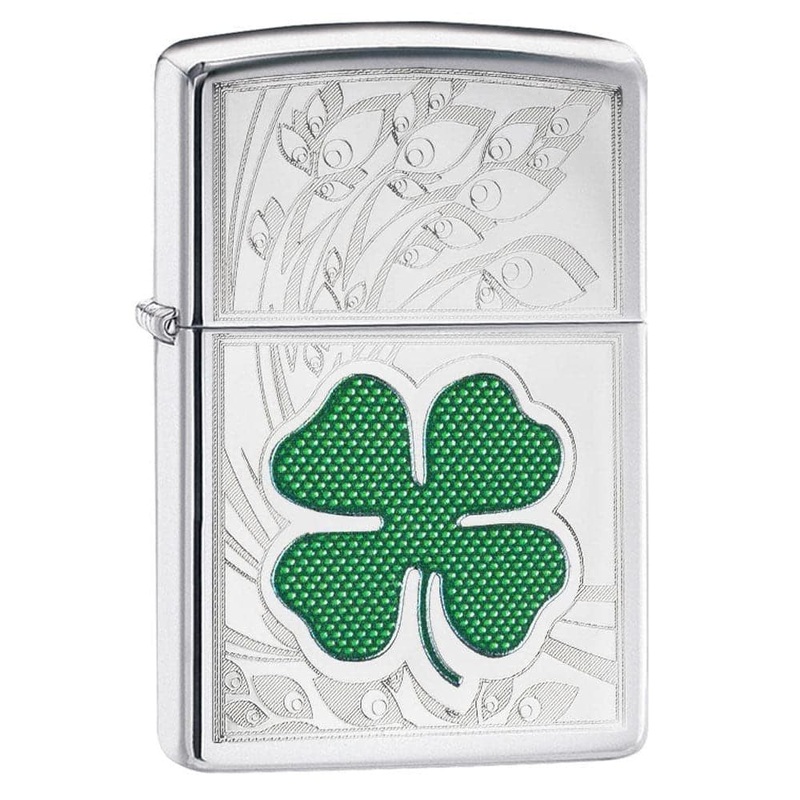 ZIPPO #24699 CLOVER HIGH POLISH CHROME LIGHTER