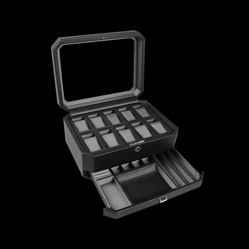 Watch Box – Wolf Windsor 10 Slot with Drawer Black