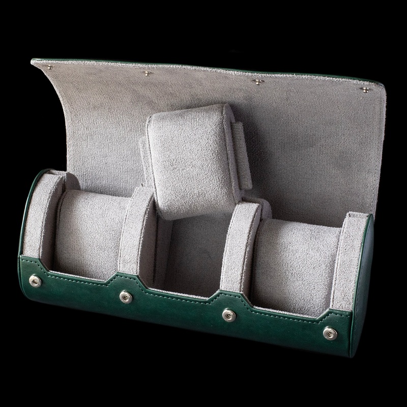 Watch Roll – Luxury Green/ Grey 3 Slot Slider