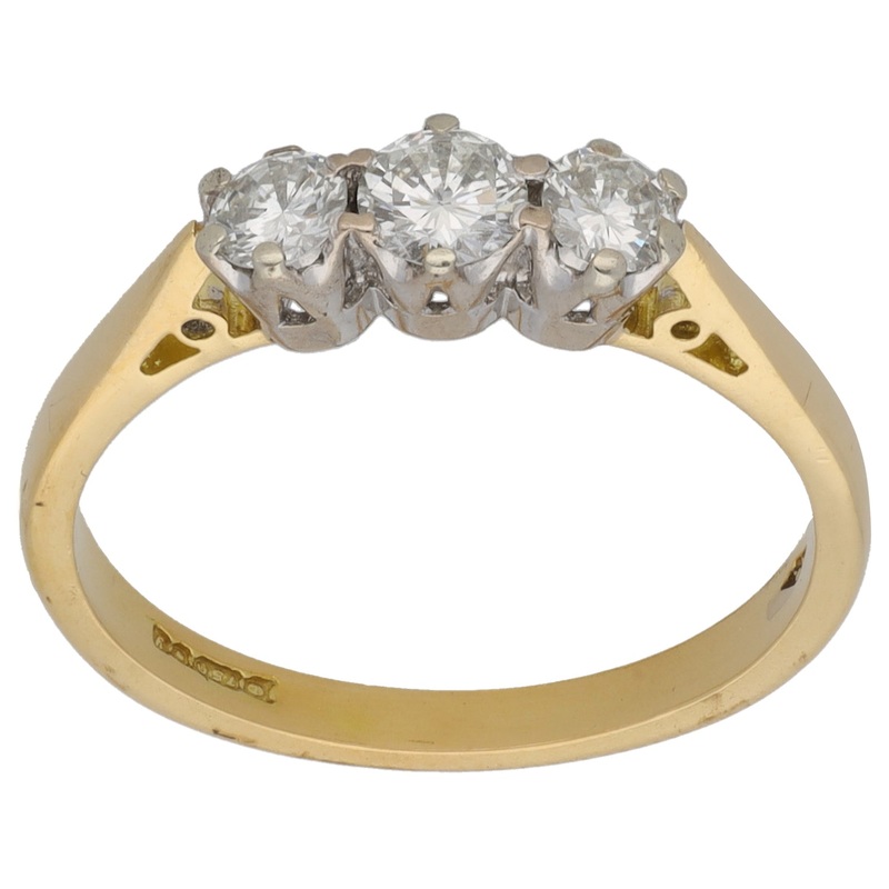 18ct Gold 0.55ct Diamond Trilogy Ring Size N