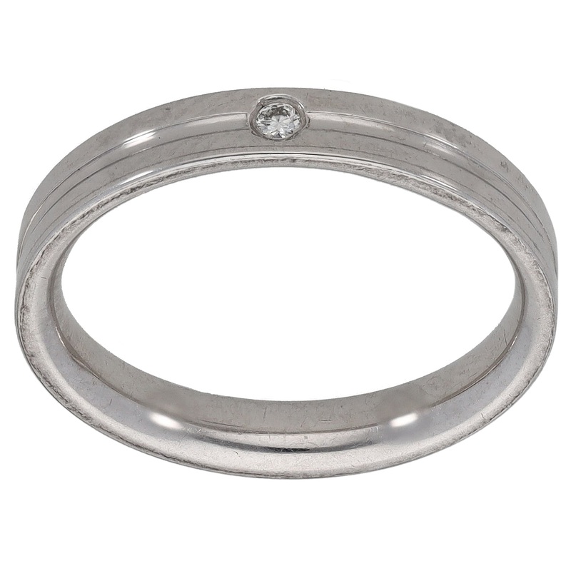 18ct White Gold 0.02ct Diamond Wedding Ring Size K