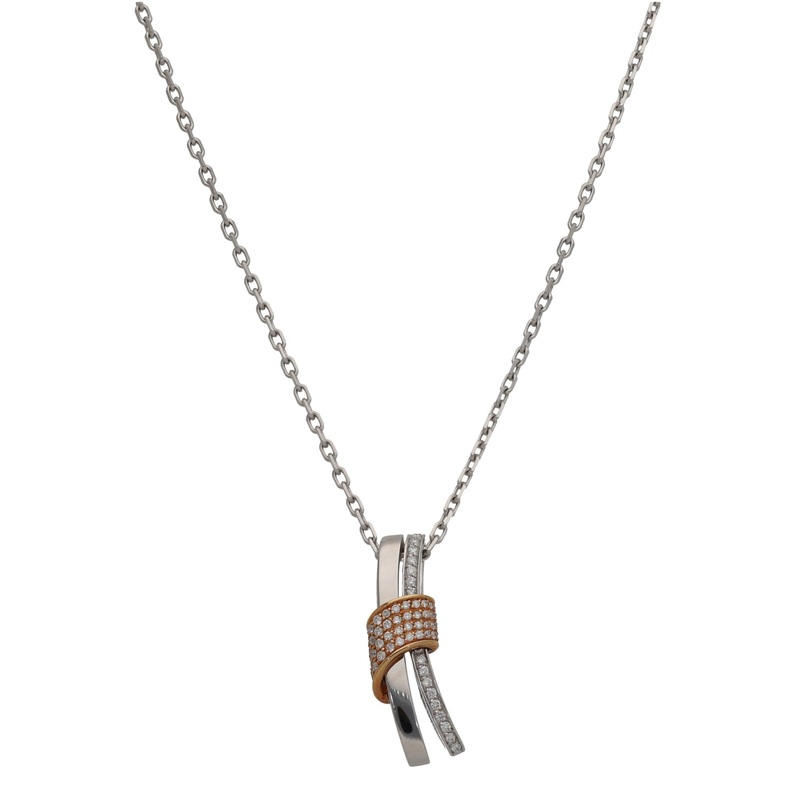 18ct White Gold 0.56ct Diamond Dress/Cocktail Pendant With Chain