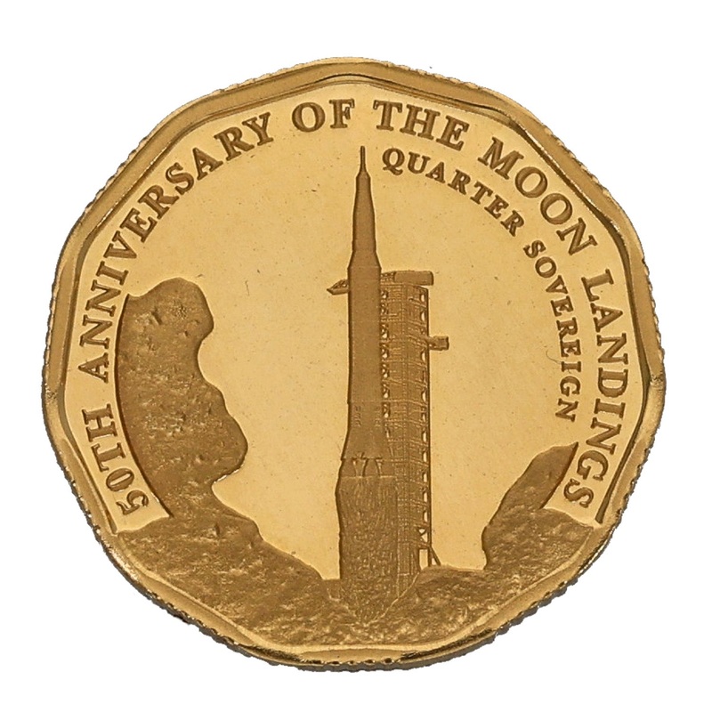 22ct Gold 50th Anniversary Of The Moon Landing Quarter Sovereign Coin 2019
