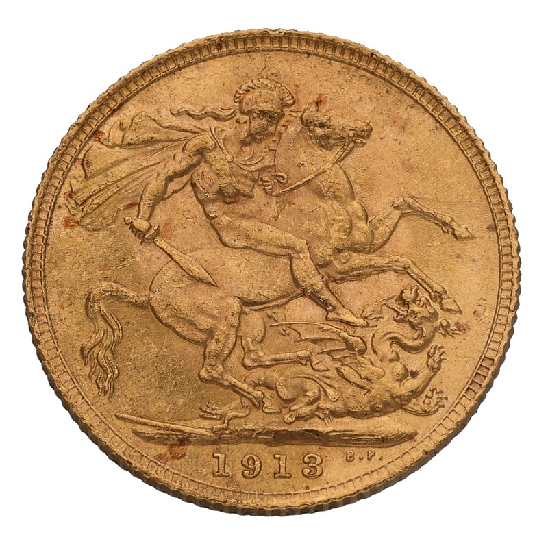 22ct Gold King George V Full Sovereign Coin 1913