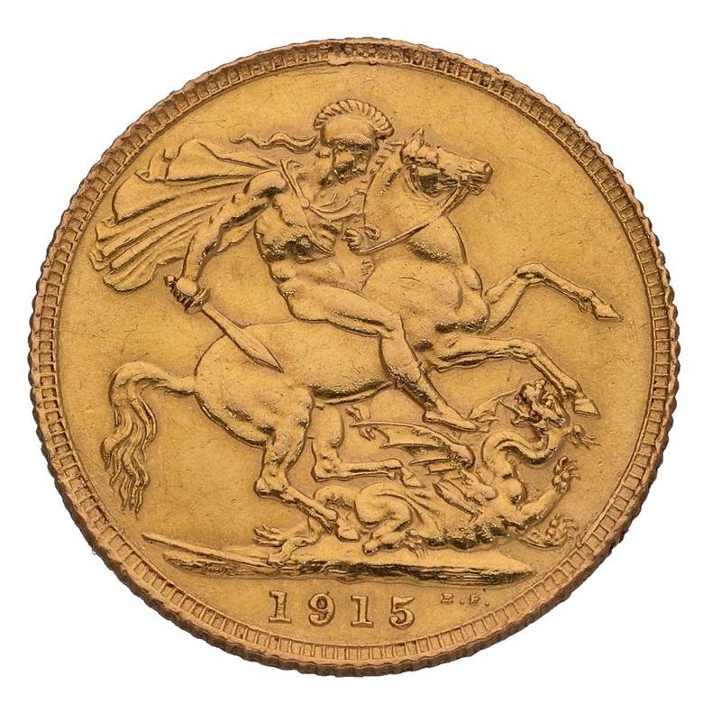 22ct Gold King George V Full Sovereign Coin 1915