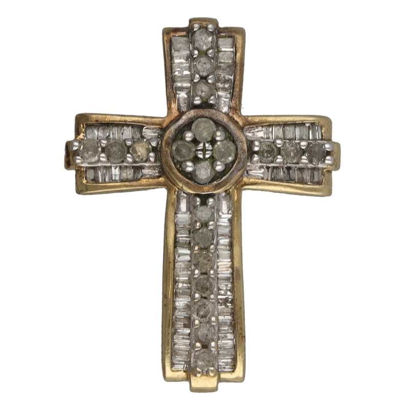 9ct Gold 0.45ct Diamond Cross Pendant