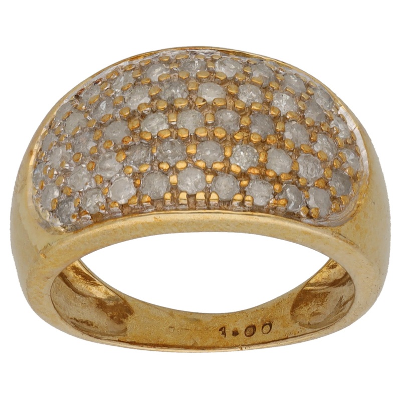 9ct Gold 0.98ct Diamond Dress/Cocktail Ring Size M