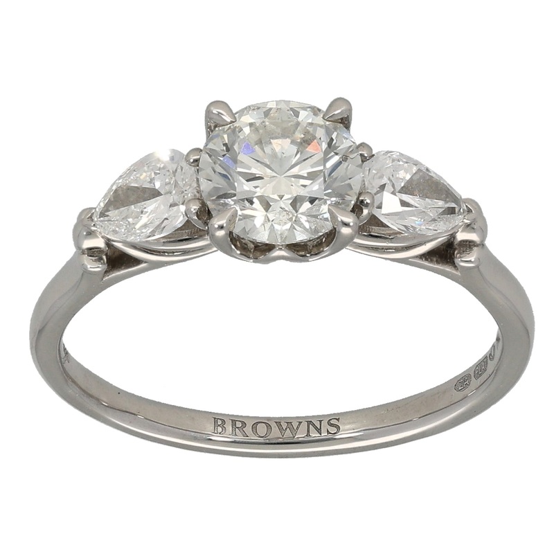 Platinum 1.40ct Diamond Trilogy Ring Size O