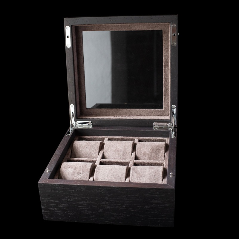 Watch Box – Tawbury Grove 6 Slot with Glass Lid – Kassod Wood