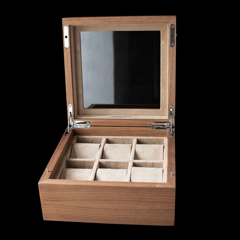 Watch Box – Tawbury Grove 6 Slot with Glass Lid – Walnut Wood