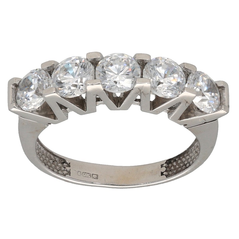 14ct White Gold Cubic Zirconia Half Eternity Ring Size K