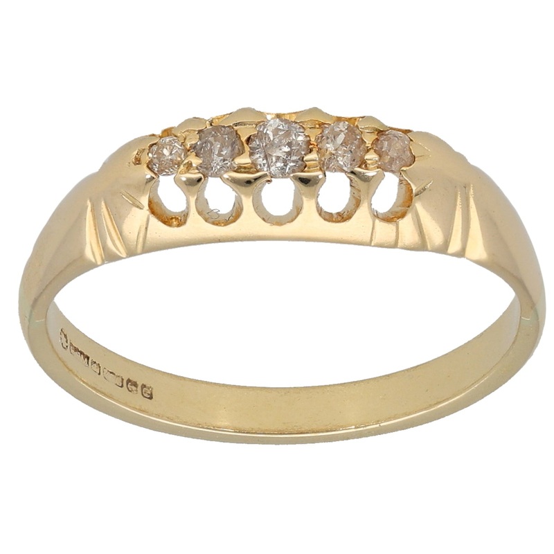 18ct Gold 0.09ct Diamond Half Eternity Ring Size N