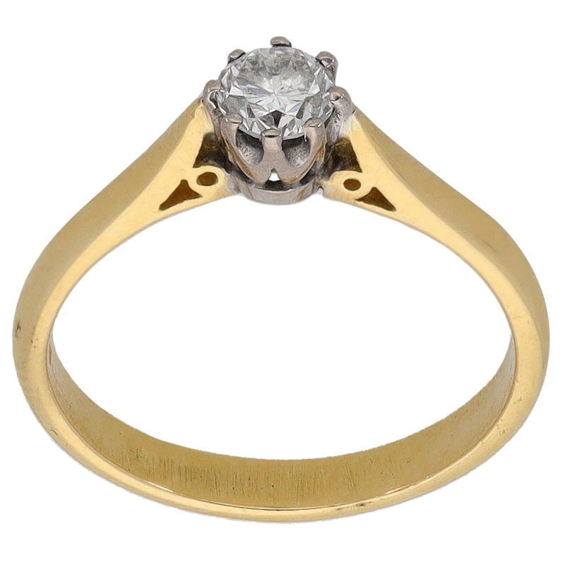 18ct Gold 0.22ct Diamond Solitaire Ring Size M